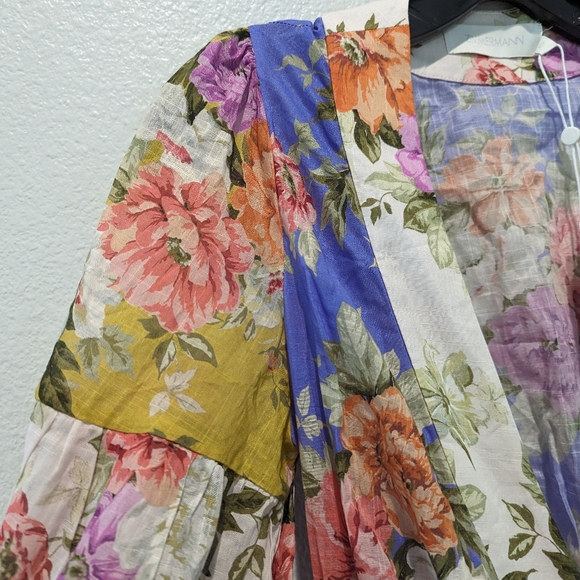 Zimmermann Pattie Patchwork Floral Cotton Wrap Midi-Dress - Picture 7 of 15